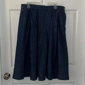 Vintage Lands’ End Denim Skirt Womens Size 18 Modest No Slit Jean Made In USA